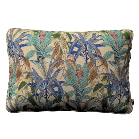 Poszewka Gabi na poduszkę prostokątna 60x40 zielono-niebieskie motywy roślinne