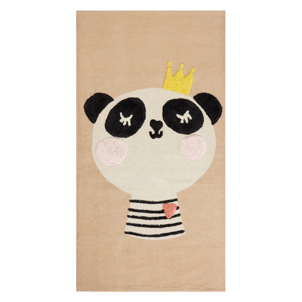 Dywan dziecięcy bawełniany motyw pandy 80 x 150 cm beżowy BUNAN