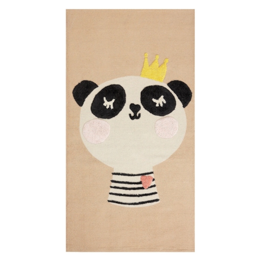 Dywan dziecięcy bawełniany motyw pandy 80 x 150 cm beżowy BUNAN