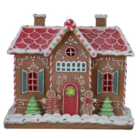 Domek z piernika LED 31,5x25,5 cm z ludkami