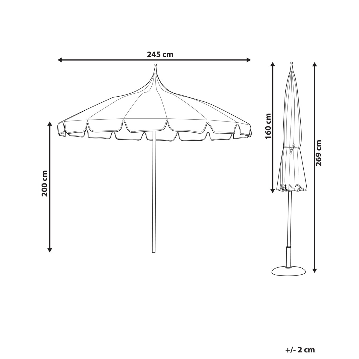 Parasol ogrodowy 245 cm niebiesko-biały MINOA