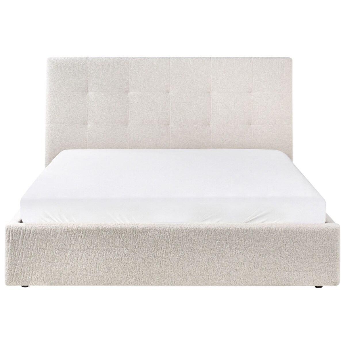 Łóżko z pojemnikiem Boucle LORIENT 160 x 200 cm Złamana biel