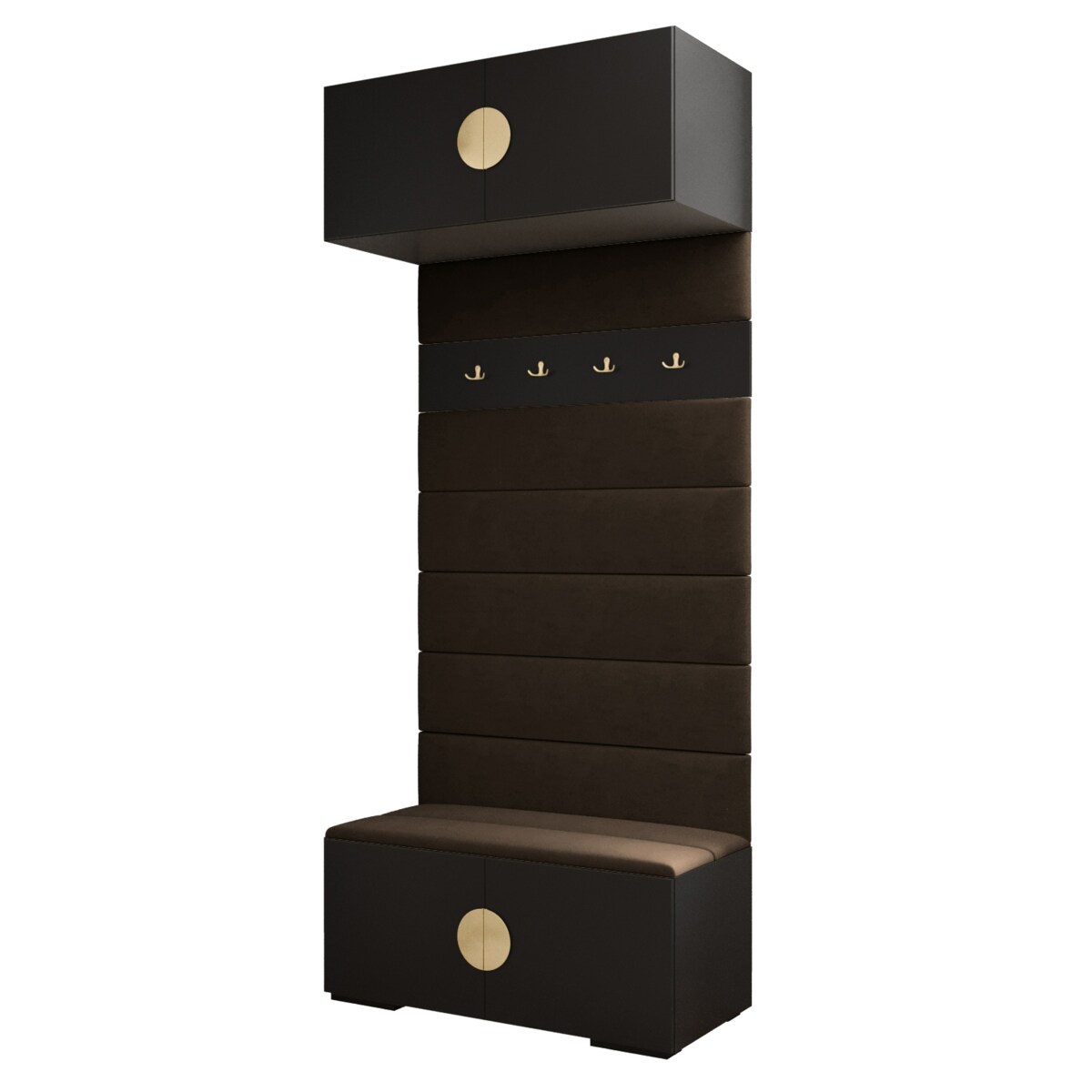 Garderoba do przedpokoju INOVA 4 czarny+złoty+manila04