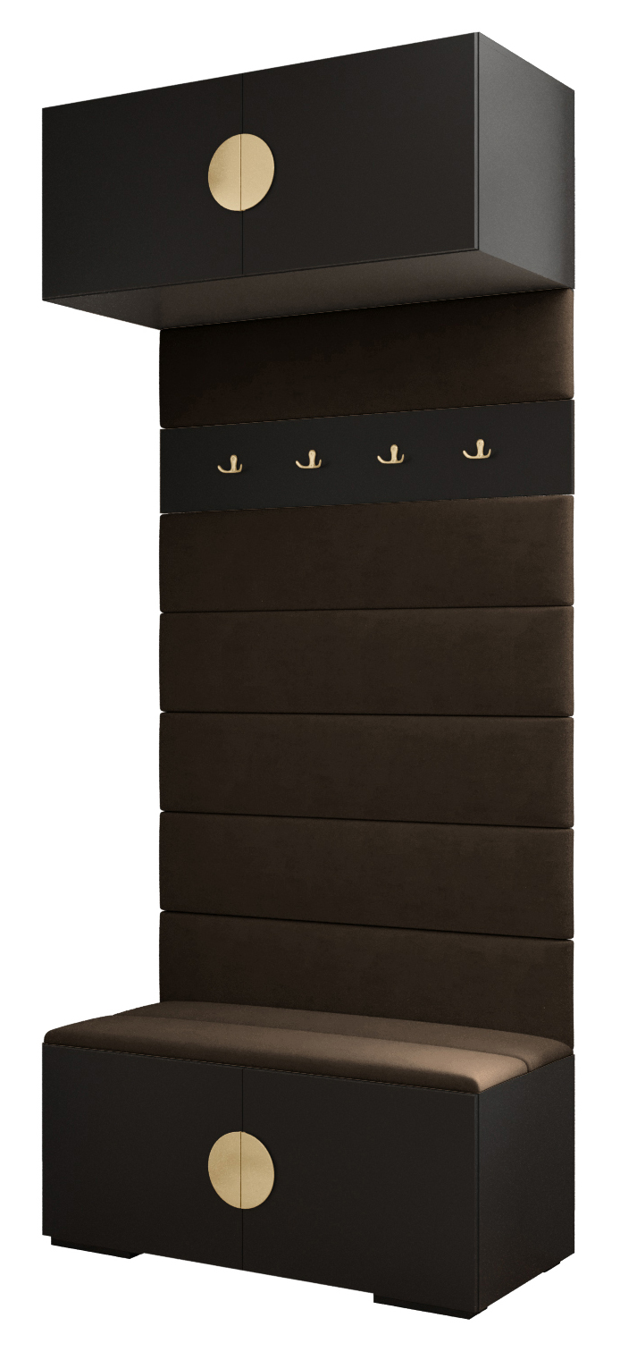 Garderoba do przedpokoju INOVA 4 czarny+złoty+manila04