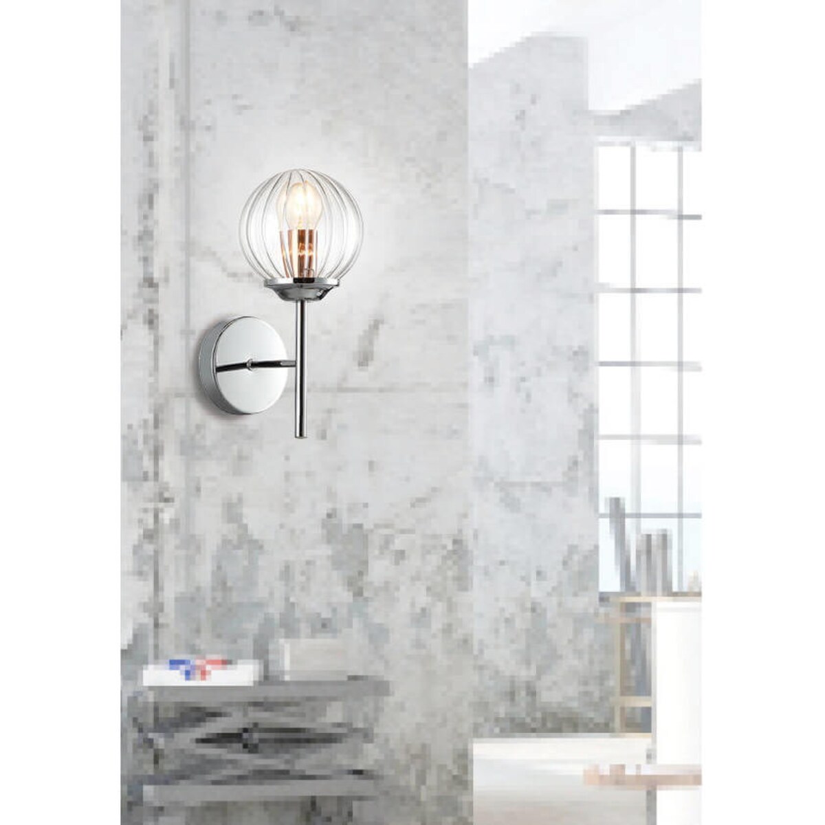 Szklany kinkiet ścienny Best 21-67234 Candellux kula chrom przezroczysty