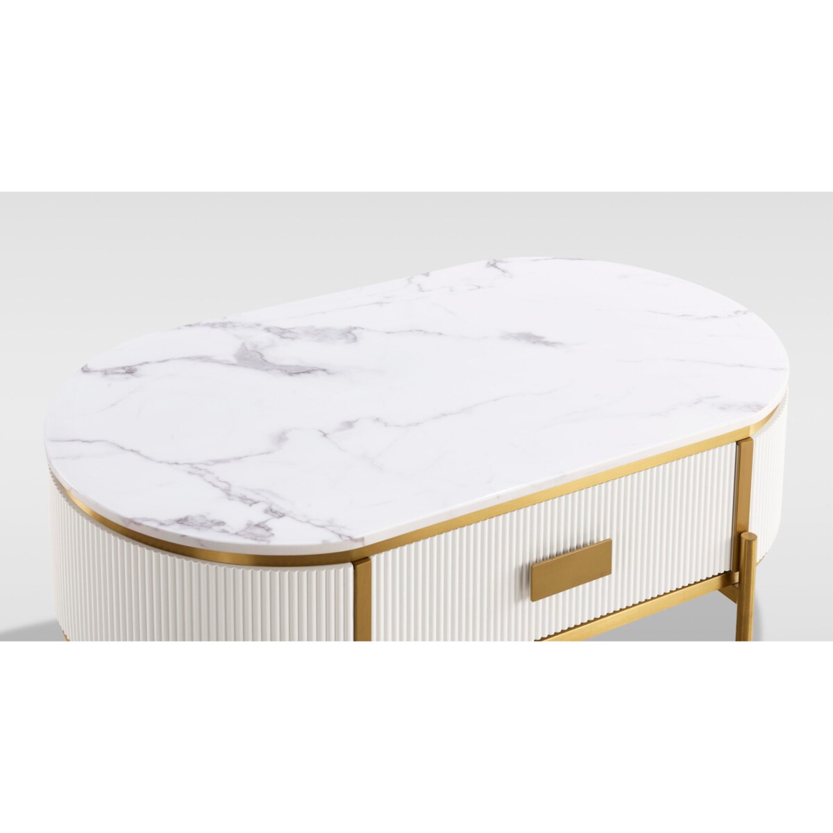 Stolik kawowy glamour z szufladą i marmurem Omega 124x71x48