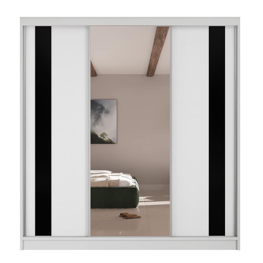 Szafa przesuwna COMODO V200 z lustrem do przedpokoju, sypialni, biura-biała