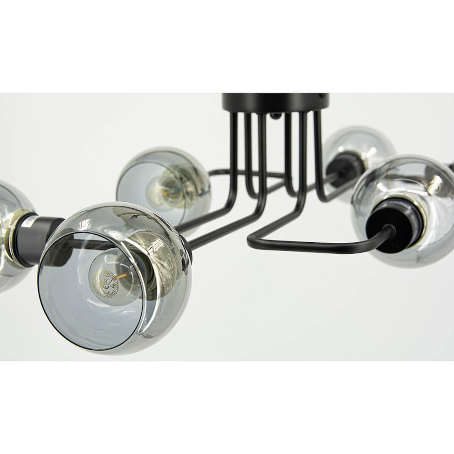 Sufitowa lampa Tango 3040/6 BL molekuły bańki szklane czarne przydymione