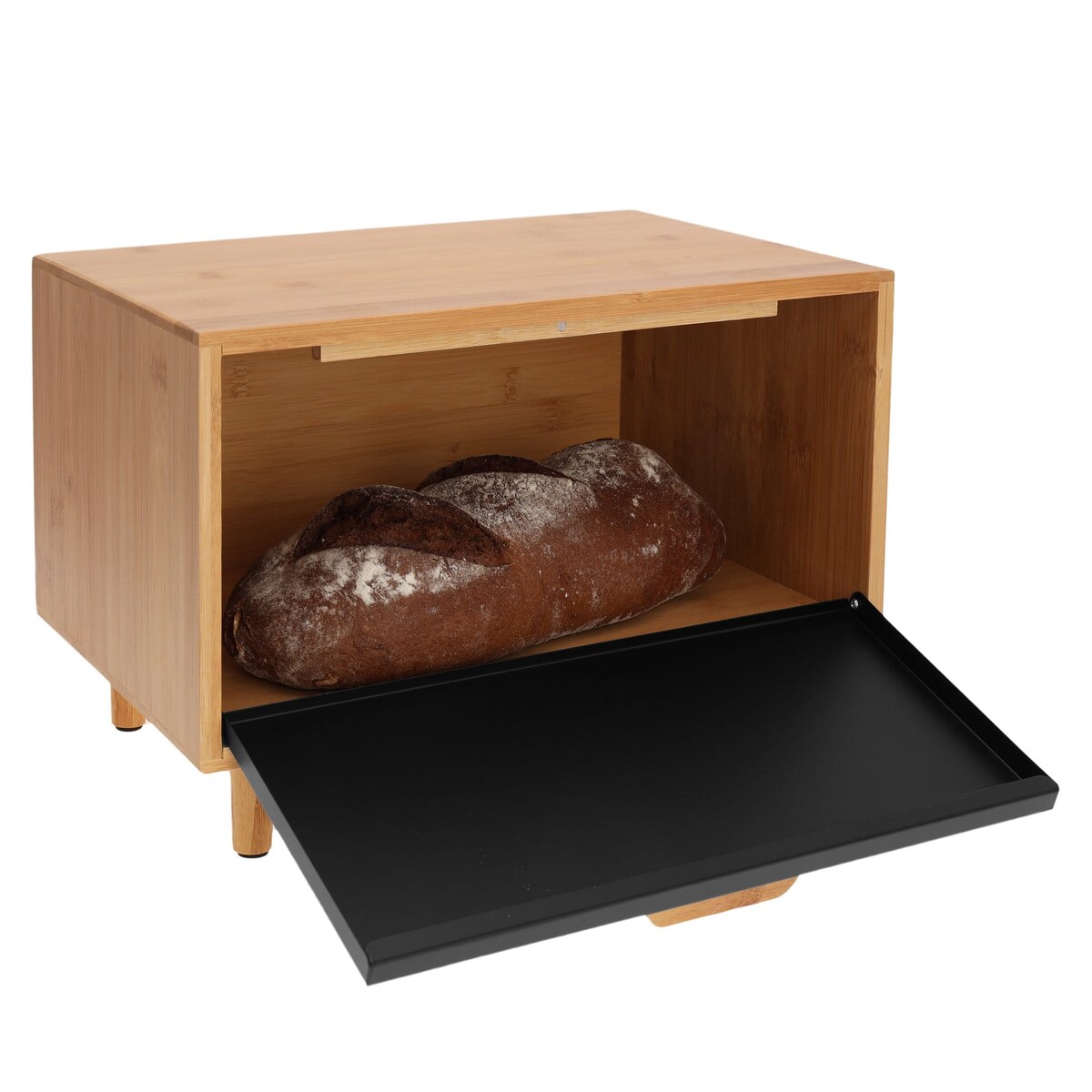 Chlebak bambusowy pojemnik na pieczywo chleb czarny KLAUSBERG