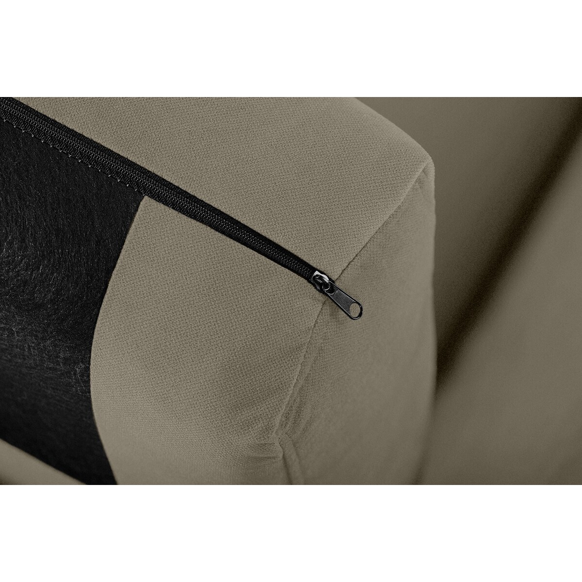 KONSIMO TAGIO Narożnik skandynawski beżowy z pufą/ otomaną, prawy