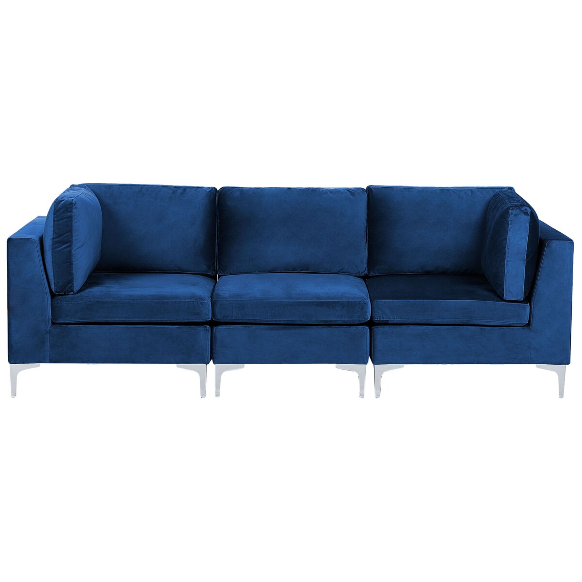 Sofa modułowa 3-osobowa welurowa niebieska EVJA
