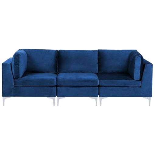 Sofa modułowa 3-osobowa welurowa niebieska EVJA