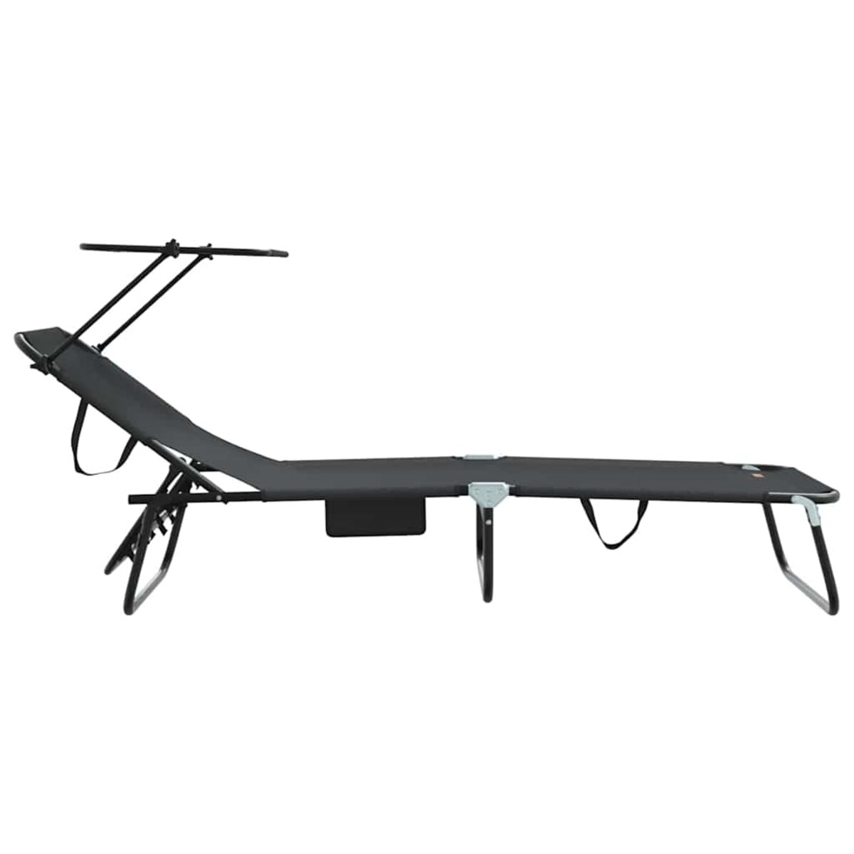 vidaXL Składany leżak z poduszką Czarny 56 x 190 x 81cm tkanina