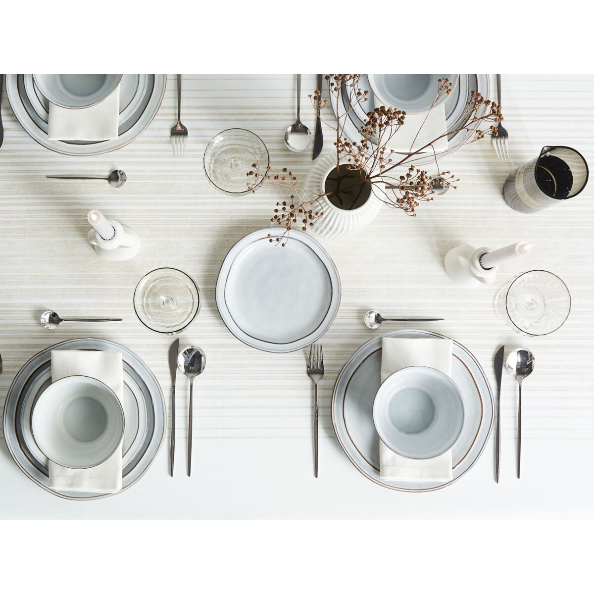 Zastawa stołowa 12-częściowa CHIVES Kamionka Jasnoszary