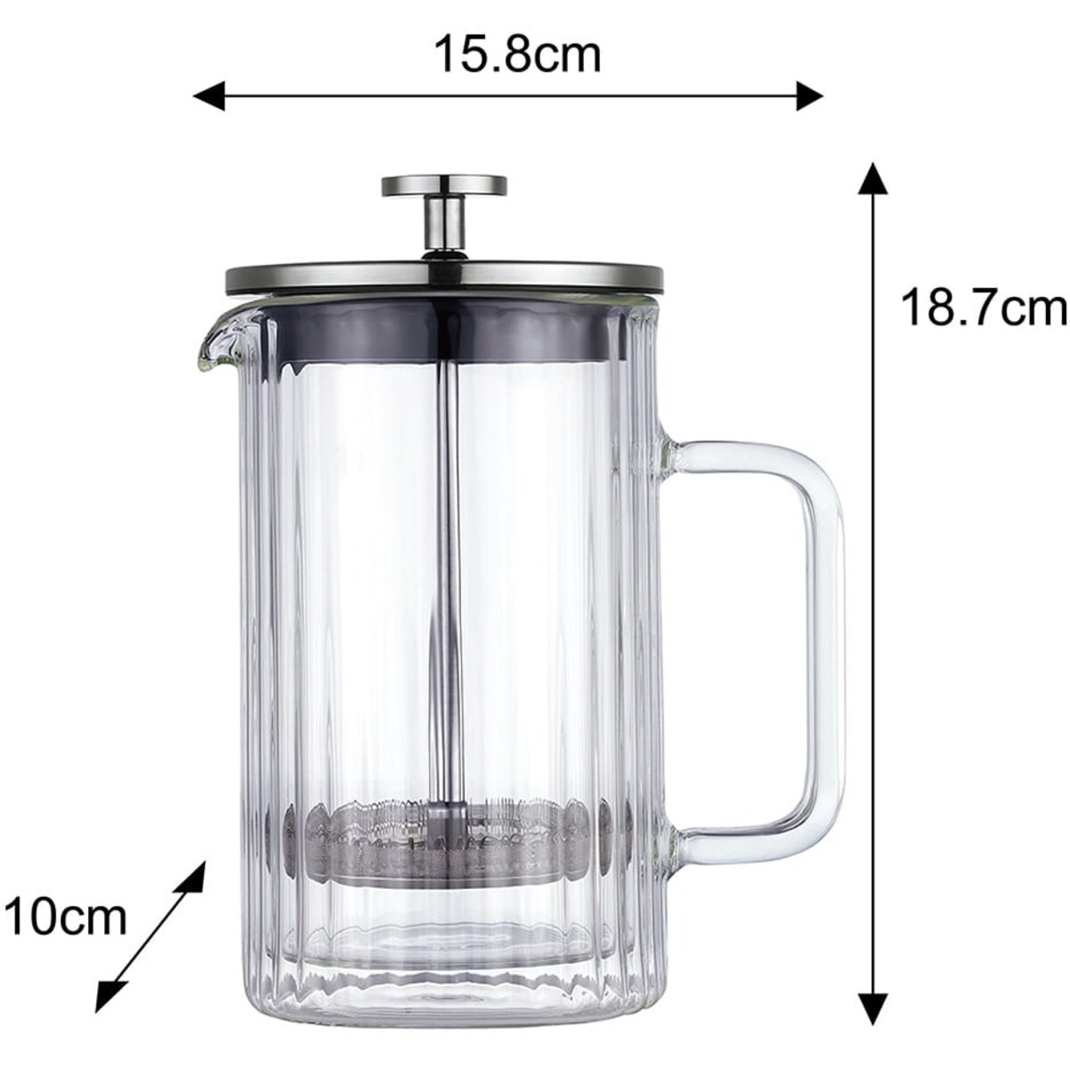 Zaparzacz do kawy herbaty szklany 600ml French Press srebrny KLAUSBERG