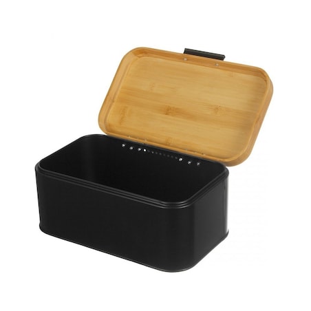 Chlebak stalowy z pokrywą bambusową 30 x 19,5 x 14 cm BRUNBESTE