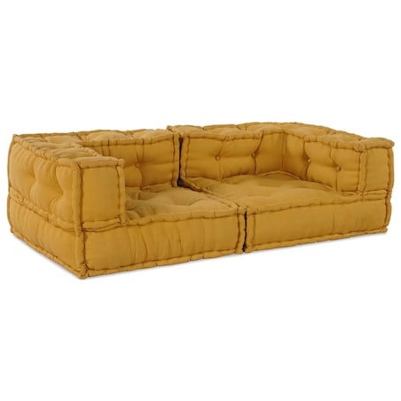 vidaXL 2-osobowa sofa modułowa, żółty, 140x70x36, tkanina