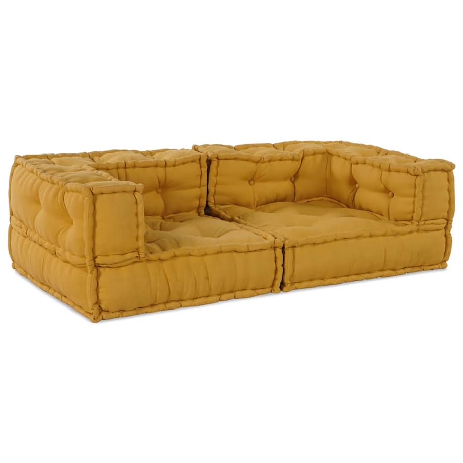 vidaXL 2-osobowa sofa modułowa, żółty, 140x70x36, tkanina