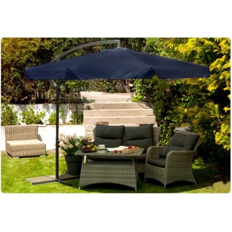 Parasol ogrodowy składany z wysięgnikiem 6 segmentów ø350cm granatowy Plonos