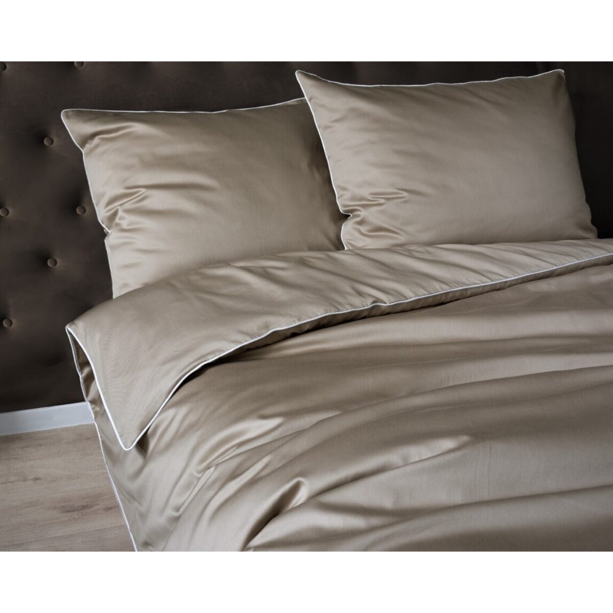 Pościel Pure z Makosatyny bawełnianej 220x200 C. Beżowa Taupe Premium