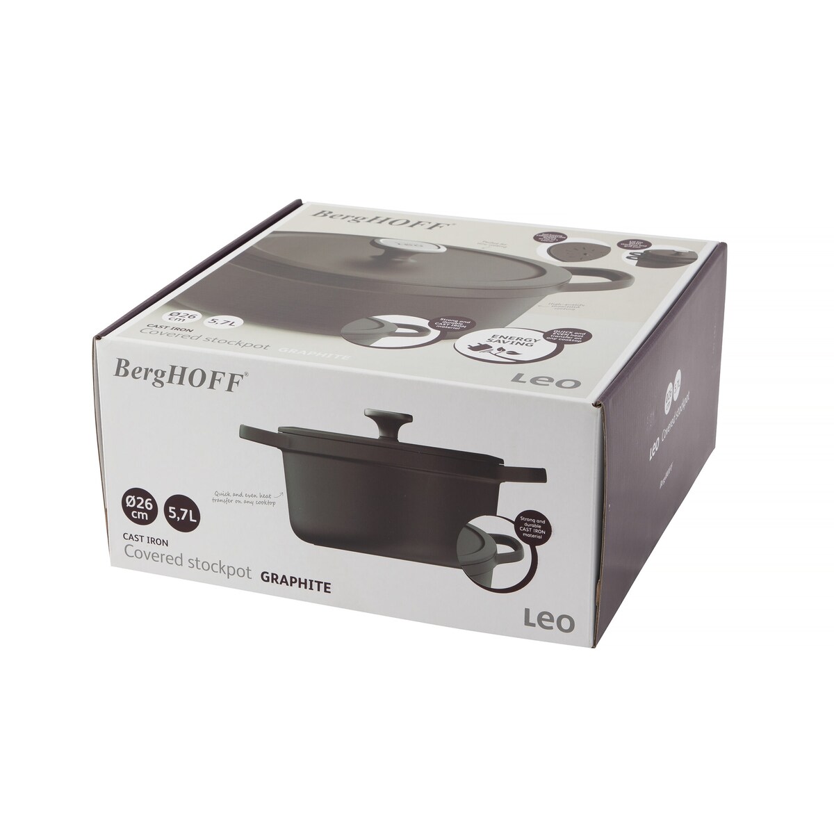 Garnek żeliwny z pokrywą Graphite 26 cm, 5,7 L
