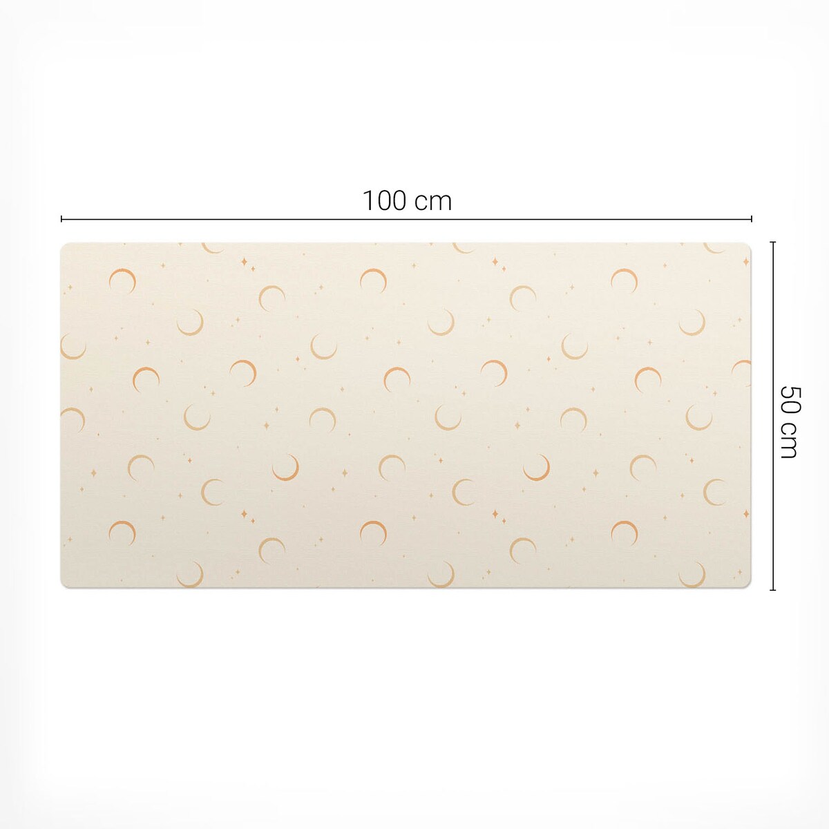 Kremowa mata na biurko Księżyce i gwiazdki, 100x50 cm