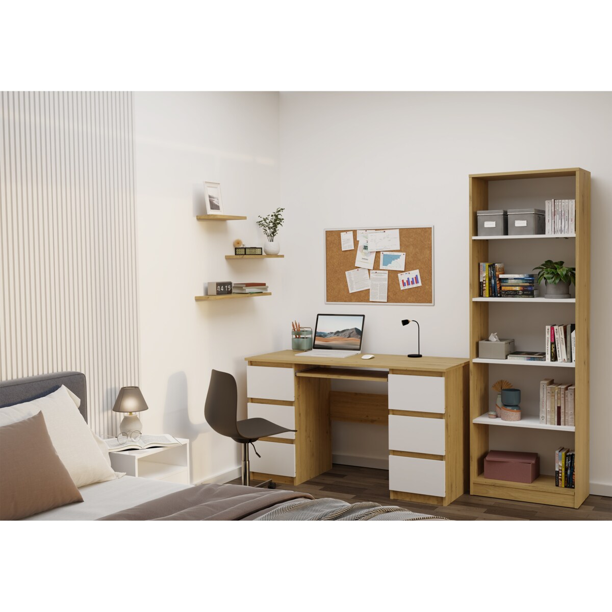 Biurko Topeshop Kuba Dąb Artisan Biel