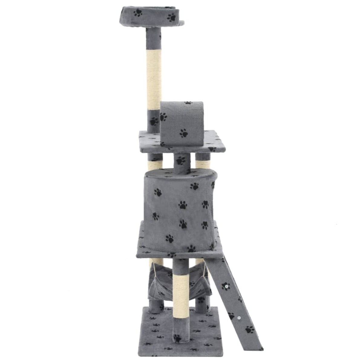 vidaXL Drapak ze słupkami sizalowymi, 140 cm, szary w kocie łapki