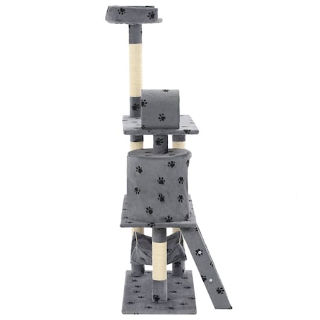 vidaXL Drapak ze słupkami sizalowymi, 140 cm, szary w kocie łapki