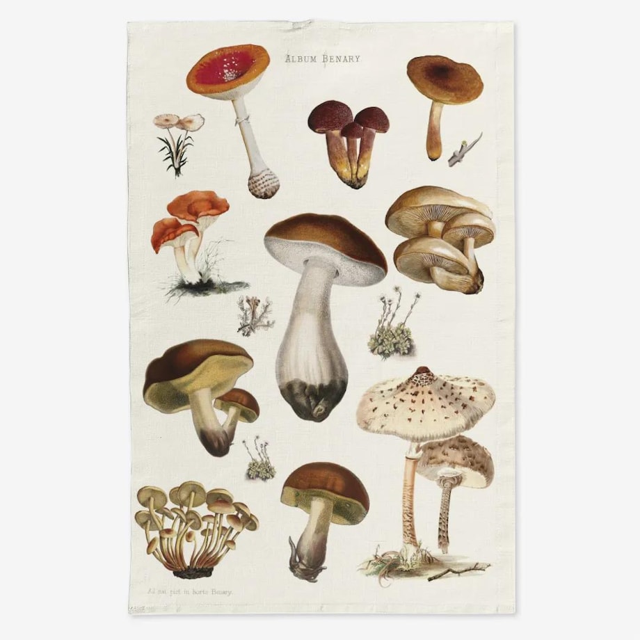 Lniany ręcznik kuchenny - Grzyby