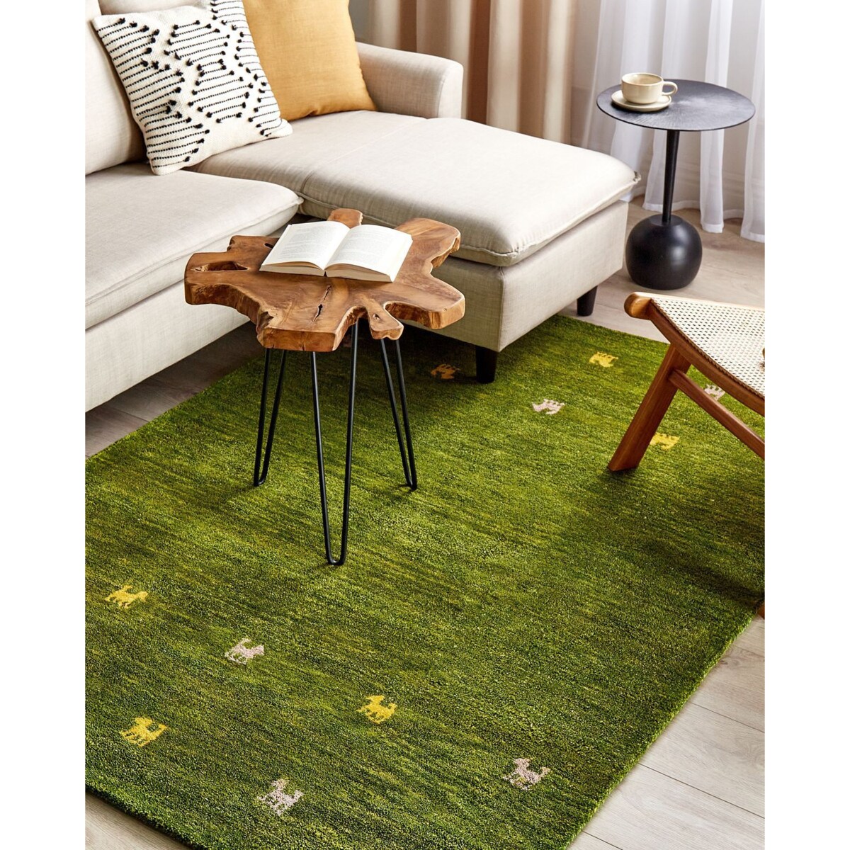 Dywan YULAFI Zielony 140 x 200 cm Wełna Gabbeh