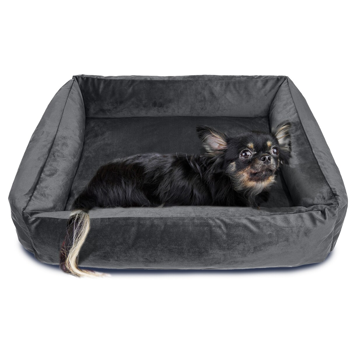 Legowisko Dla Psa Kanapa Posłanie Welurowe 90X75 Cm Prestiżowe Szare