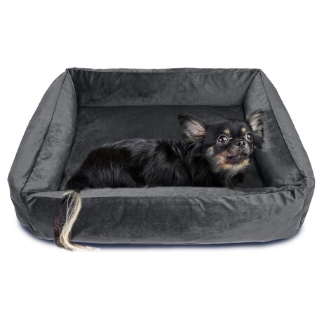 Legowisko Dla Psa Kanapa Posłanie Welurowe 90X75 Cm Prestiżowe Szare