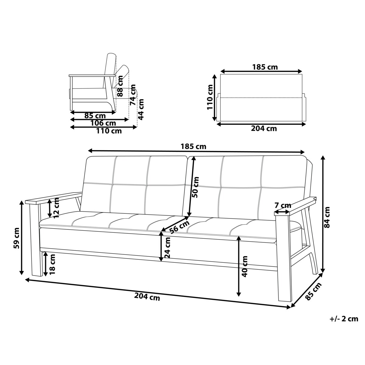 Sofa rozkładana dla 3 osób TJORN Ciemnoszary