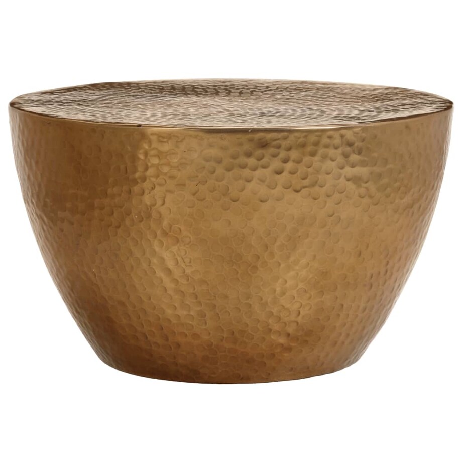 vidaXL Stolik kawowy z młotkowanego aluminium, Ø 50x30 cm, mosiądz