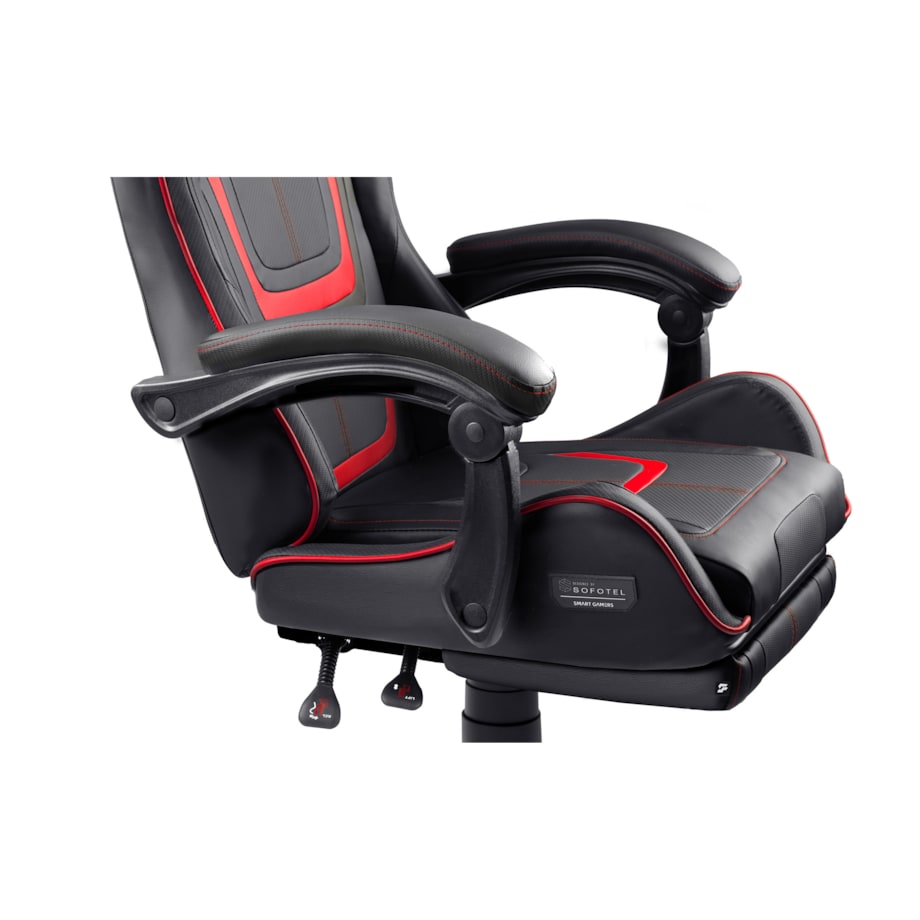 Fotel gamingowy obrotowy dla gracza podnóżek Sofotel Specter czarno-czerwony