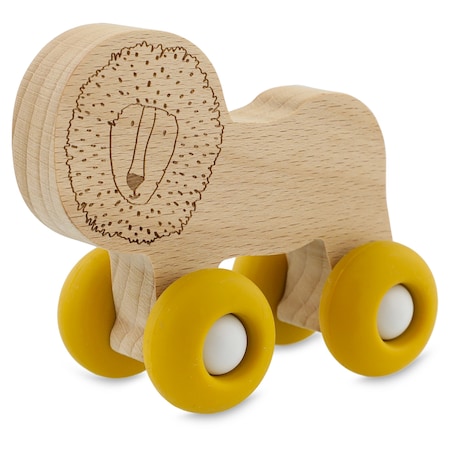 Drewniany samochód z silikonowymi kołami - Lew