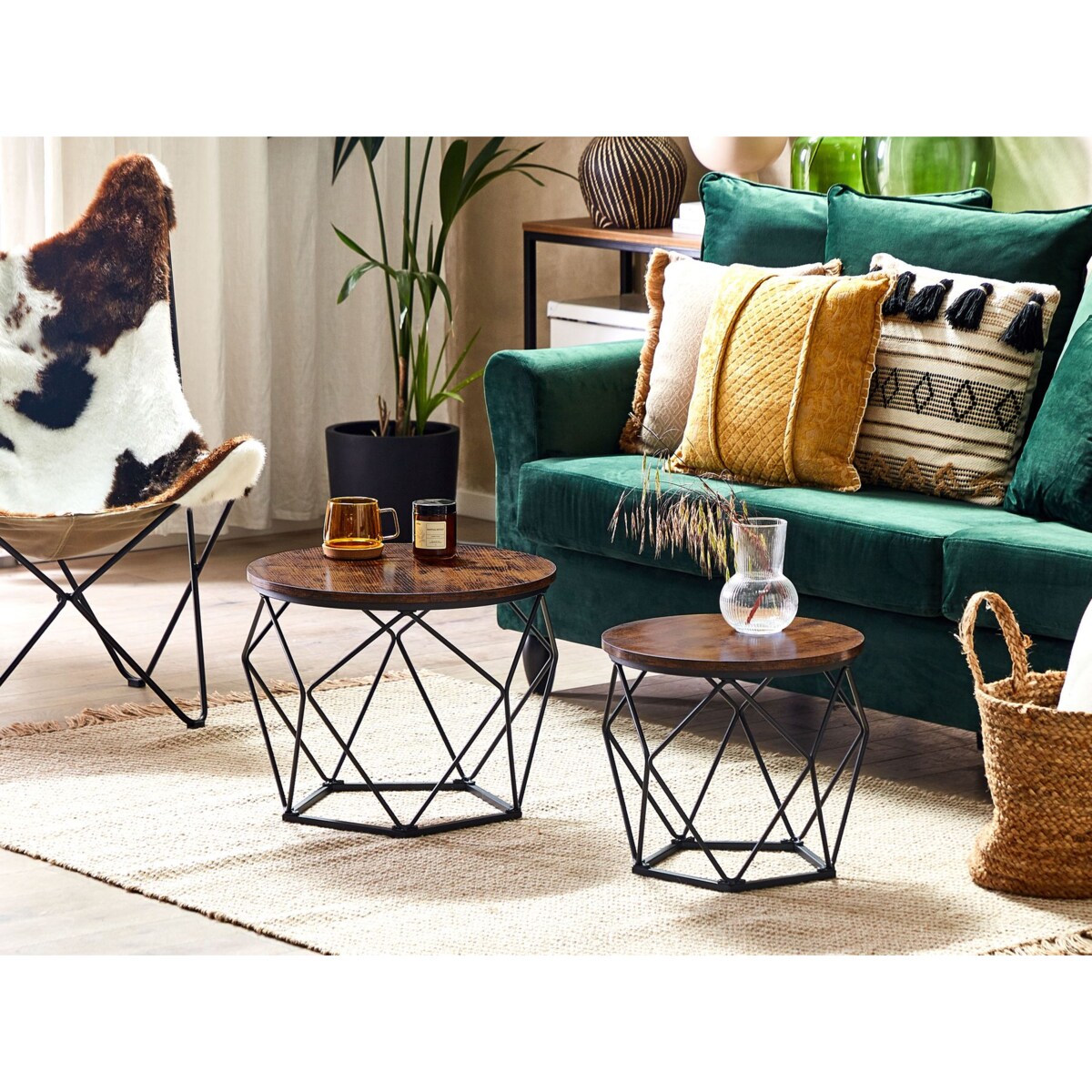 Zestaw 2 stolików kawowych BRUNI Brązowy/ czarny