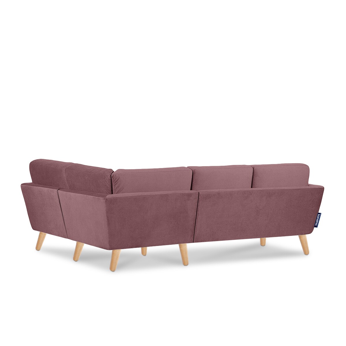 KONSIMO TAGIO Narożnik skandynawski welurowy w kolorze różowym, prawy