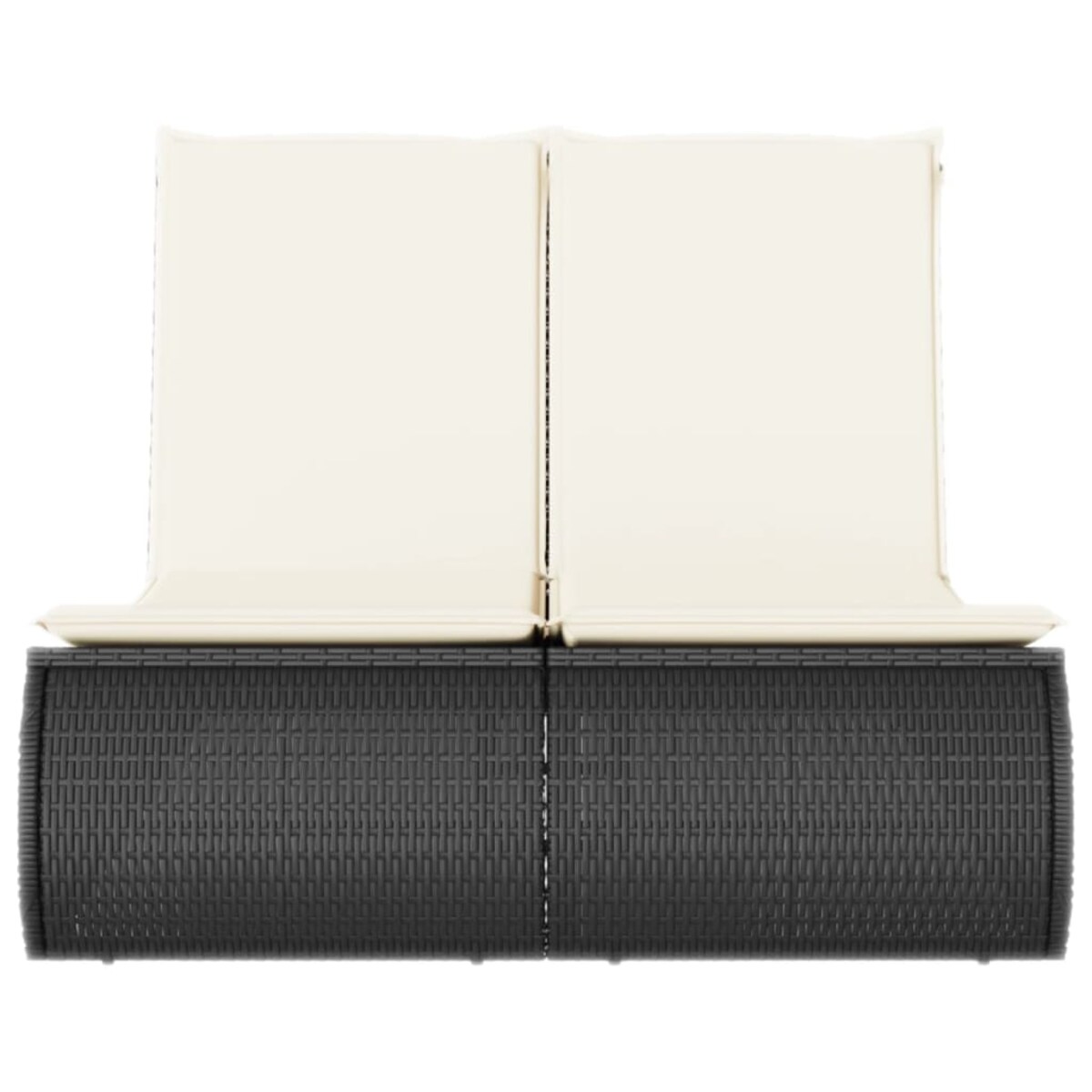 vidaXL Podwójna leżanka z poduszkami, czarna, polirattan