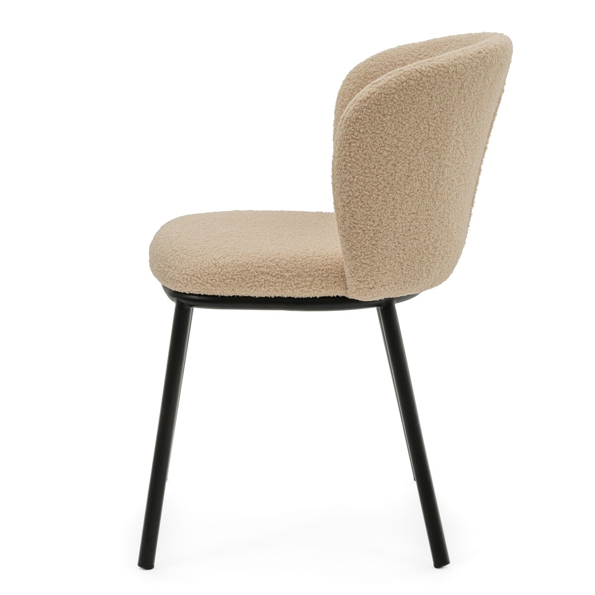 KRZESŁO TAPICEROWANE DO SALONU GLAMOUR TKANINA BOUCLE TEDDY BEŻOWE BARI