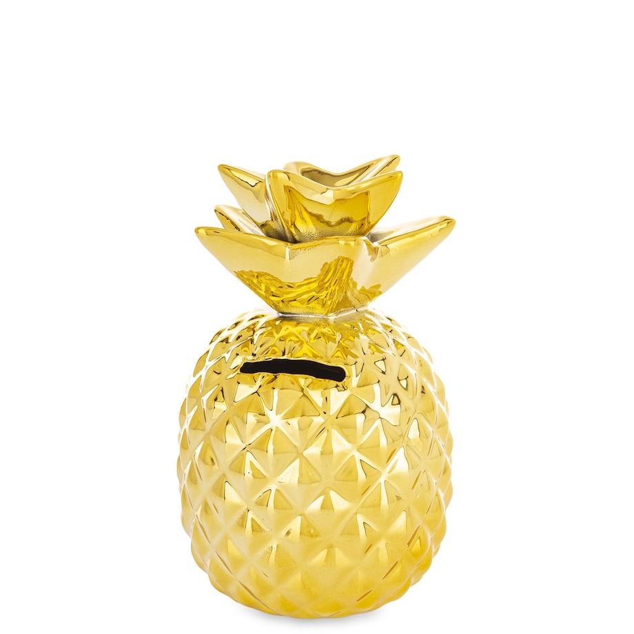Skarbonka ceramiczna - 15x9x9 cm ANANAS złoty