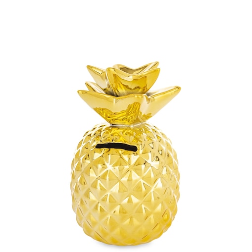 Skarbonka ceramiczna - 15x9x9 cm ANANAS złoty