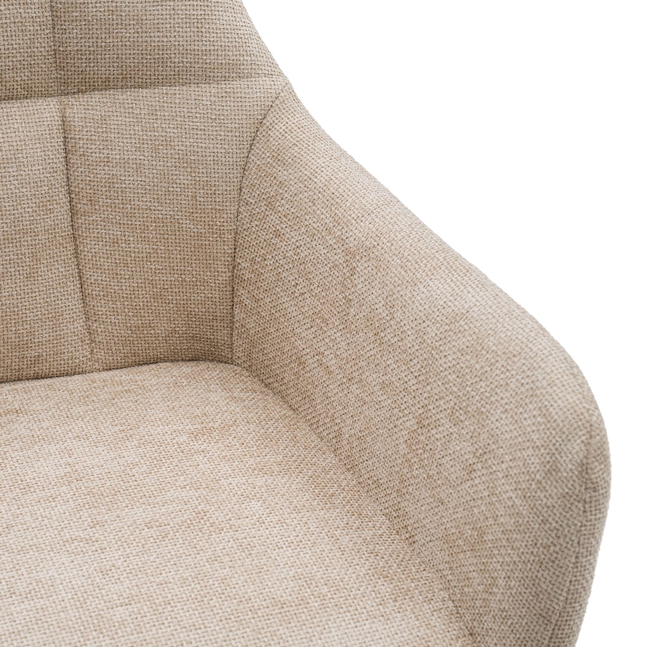 Krzesło tapicerowane obrotowe szenilowe do salonu LUGANO jasnobeżowe