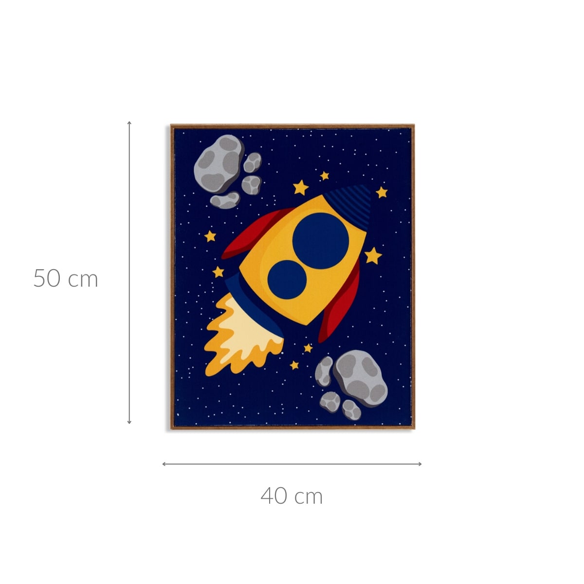 Plakat w ramce kosmos PLANET, 40 x 50 cm, bawełna, motyw rakieta