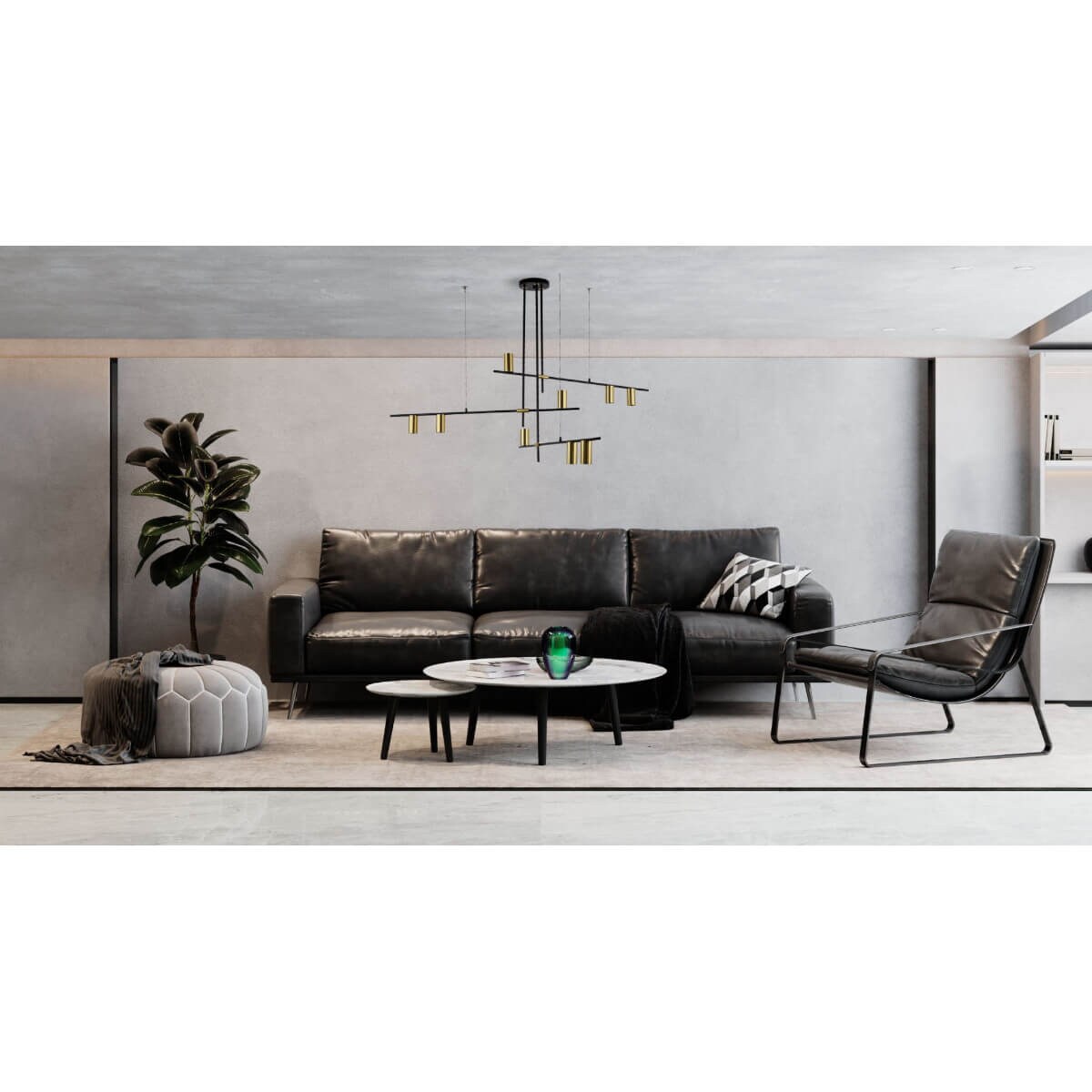 Modernistyczna lampa wisząca ARIZONA LP-074/9PL BK/GD Light Prestige metalowa oprawa metalowe tuby zwis czarny złoty