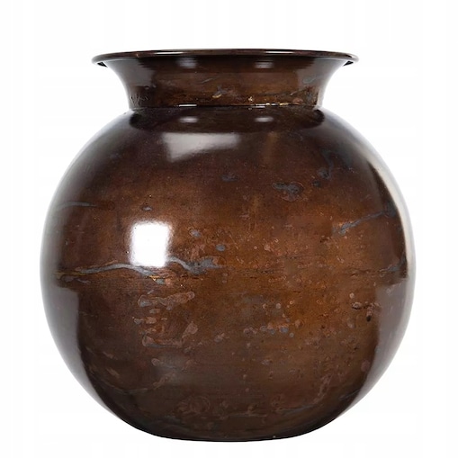 WAZON STYL LOFT okrągły metalowy rdzawy brąz na kwiaty gałązki śr. 25cm