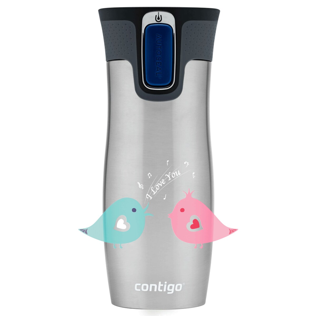 Kubek termiczny Contigo West Loop 2.0 470ml - Ptaszkowe love- Stalowy