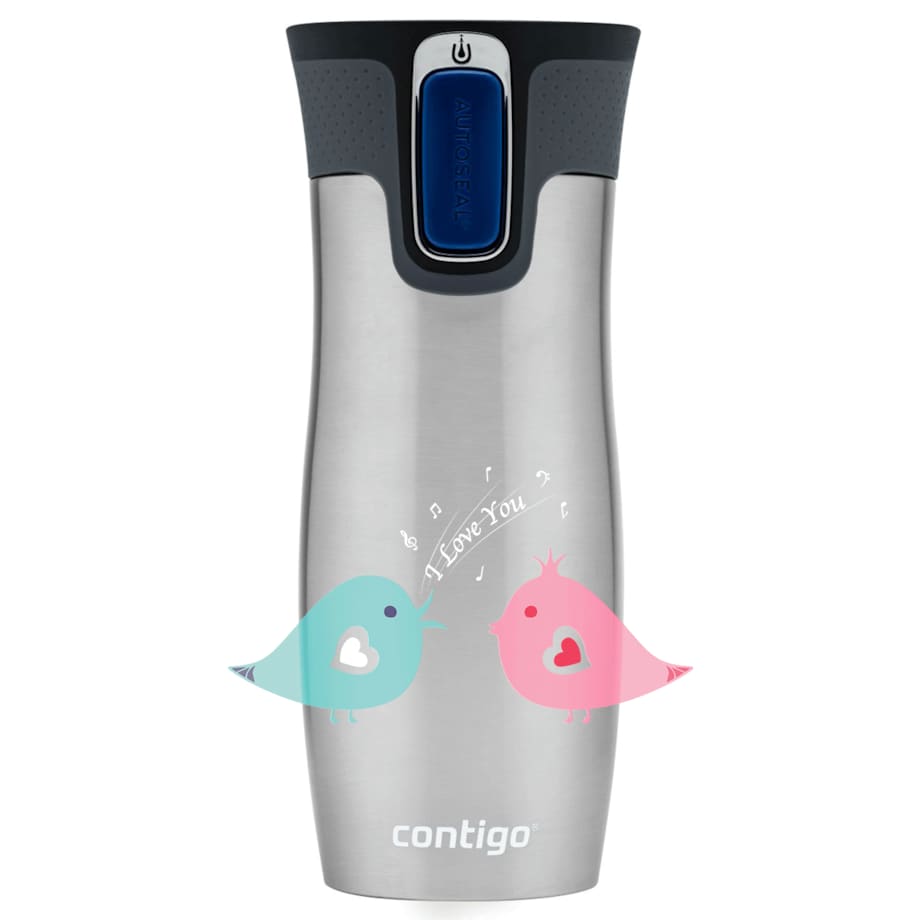 Kubek termiczny Contigo West Loop 2.0 470ml - Ptaszkowe love- Stalowy