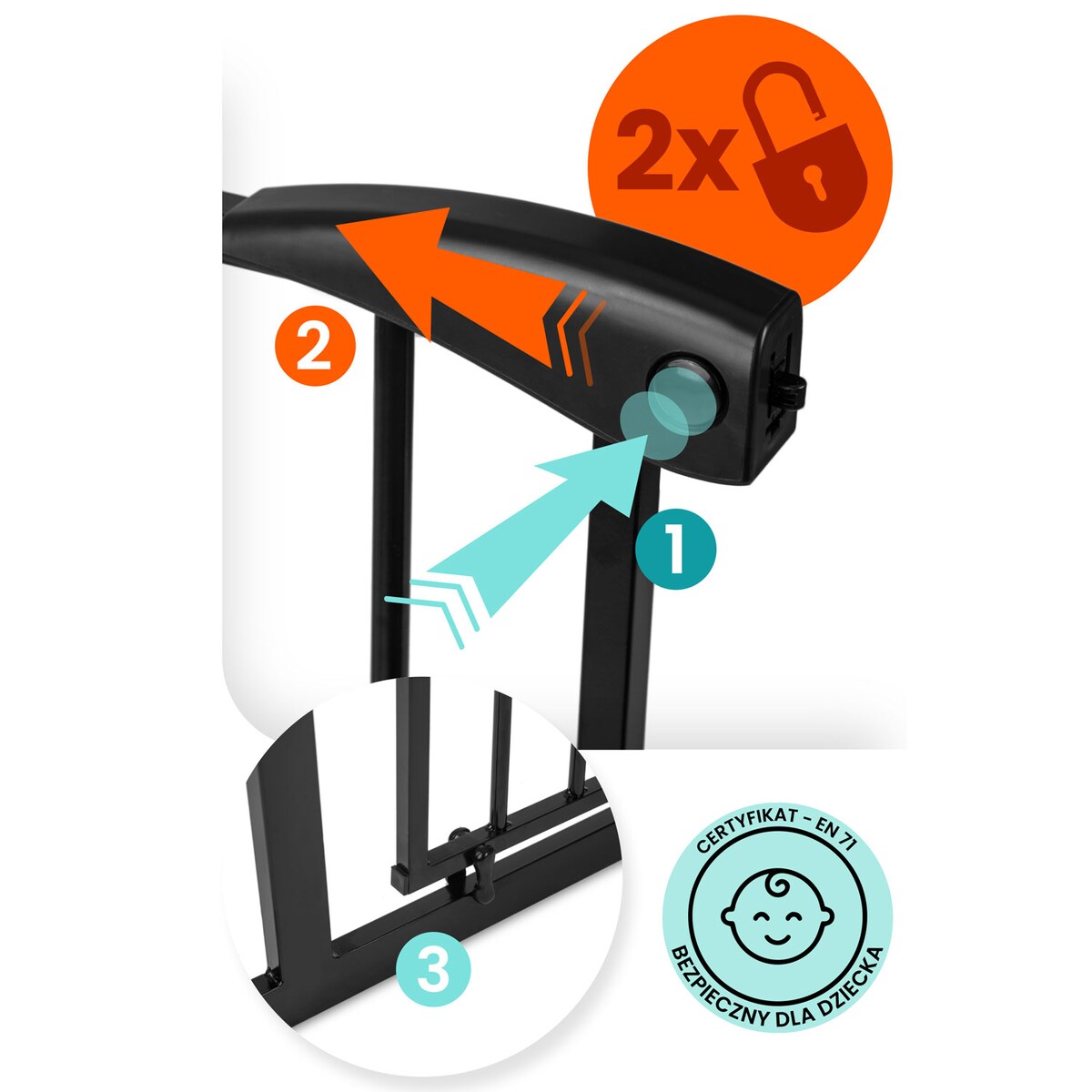 Barierka zabezpieczająca ochronna Nukido na schody i drzwi 75-115cm czarna 718300
